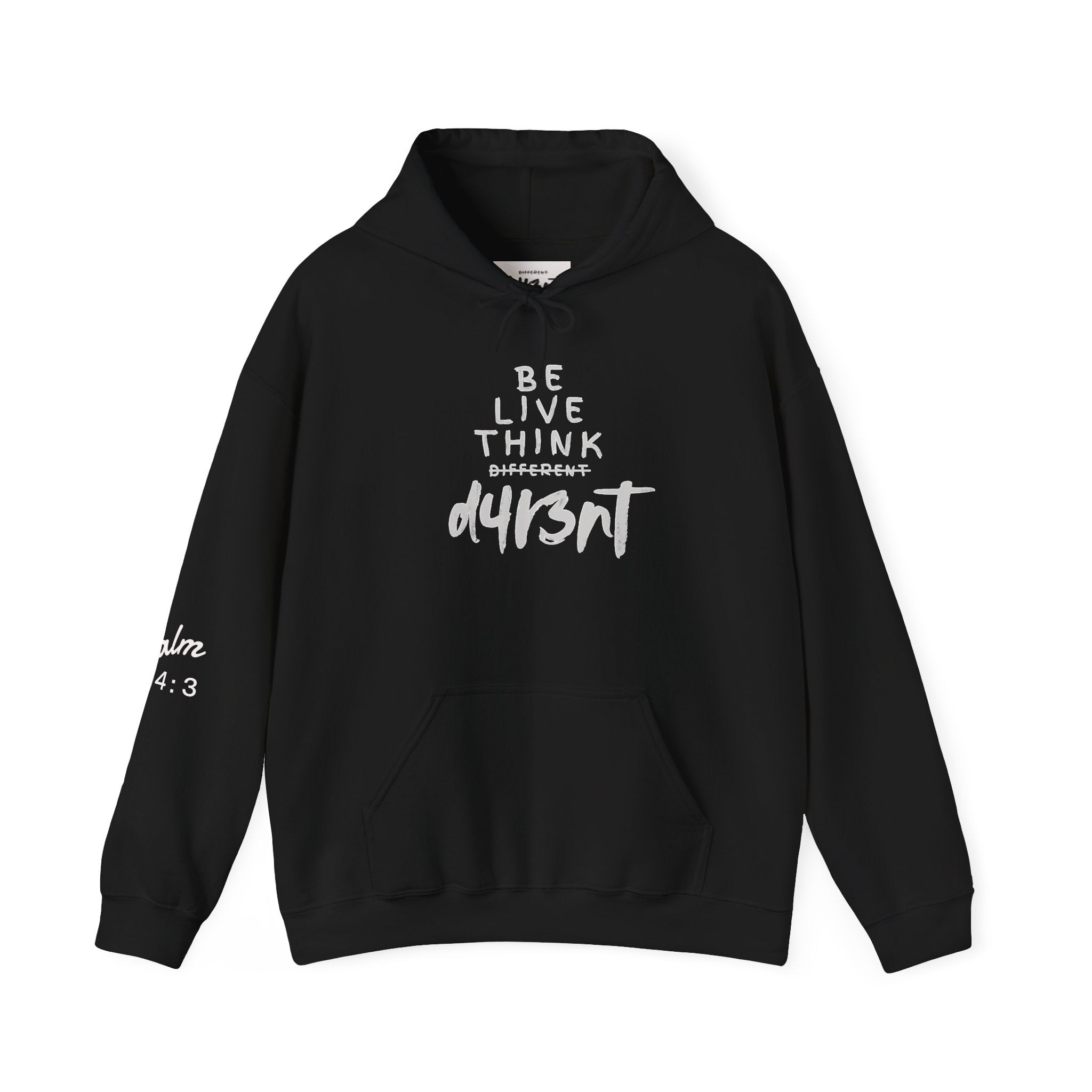 Inspirational "Be Live Think Different" Hoodie — Motivational Graphic Hoodie